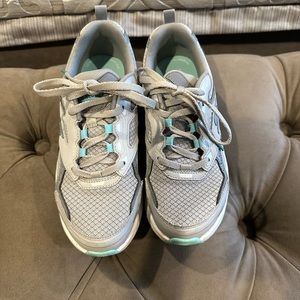 Skechers sneakers, gray and teal, size 6